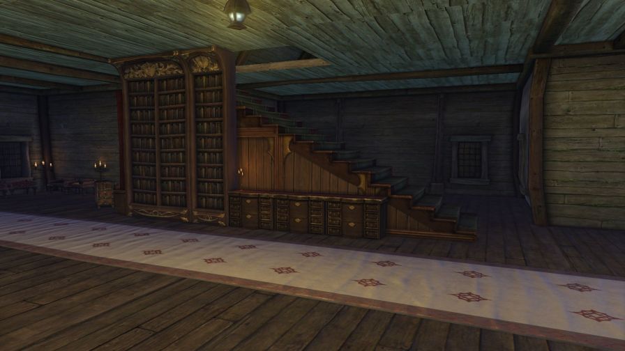 Tavern stairs and shelves